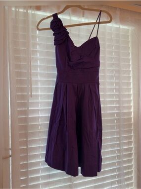 Teeze Me Purple One-Shoulder Rosette Fit & Flare Cocktail Dress